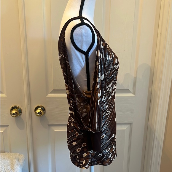 Brown Patterned Women's Top - Picture 4 of 6